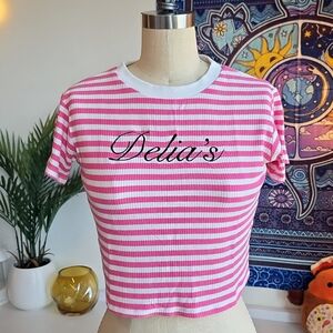 dELiA*s 2 Cute Striped Top Cropped Baby Logo Tee Dolls Kill